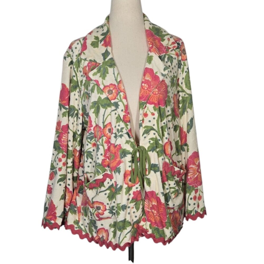 FREE PEOPLE Bali Wake Up Call Floral Robe Size M Belted Boho Cottagecore NEW
